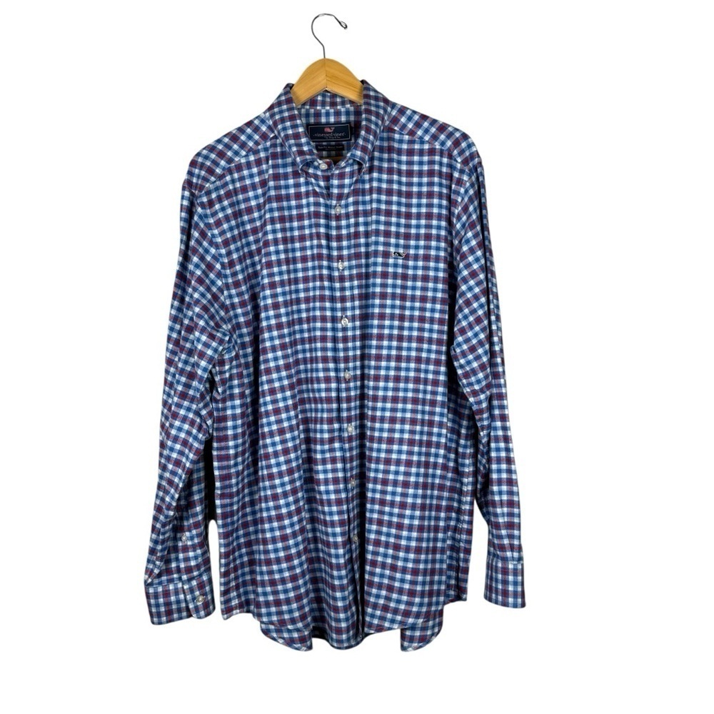 Vineyard Vines Slim Fit Plaid Whale Shirt Mens XL